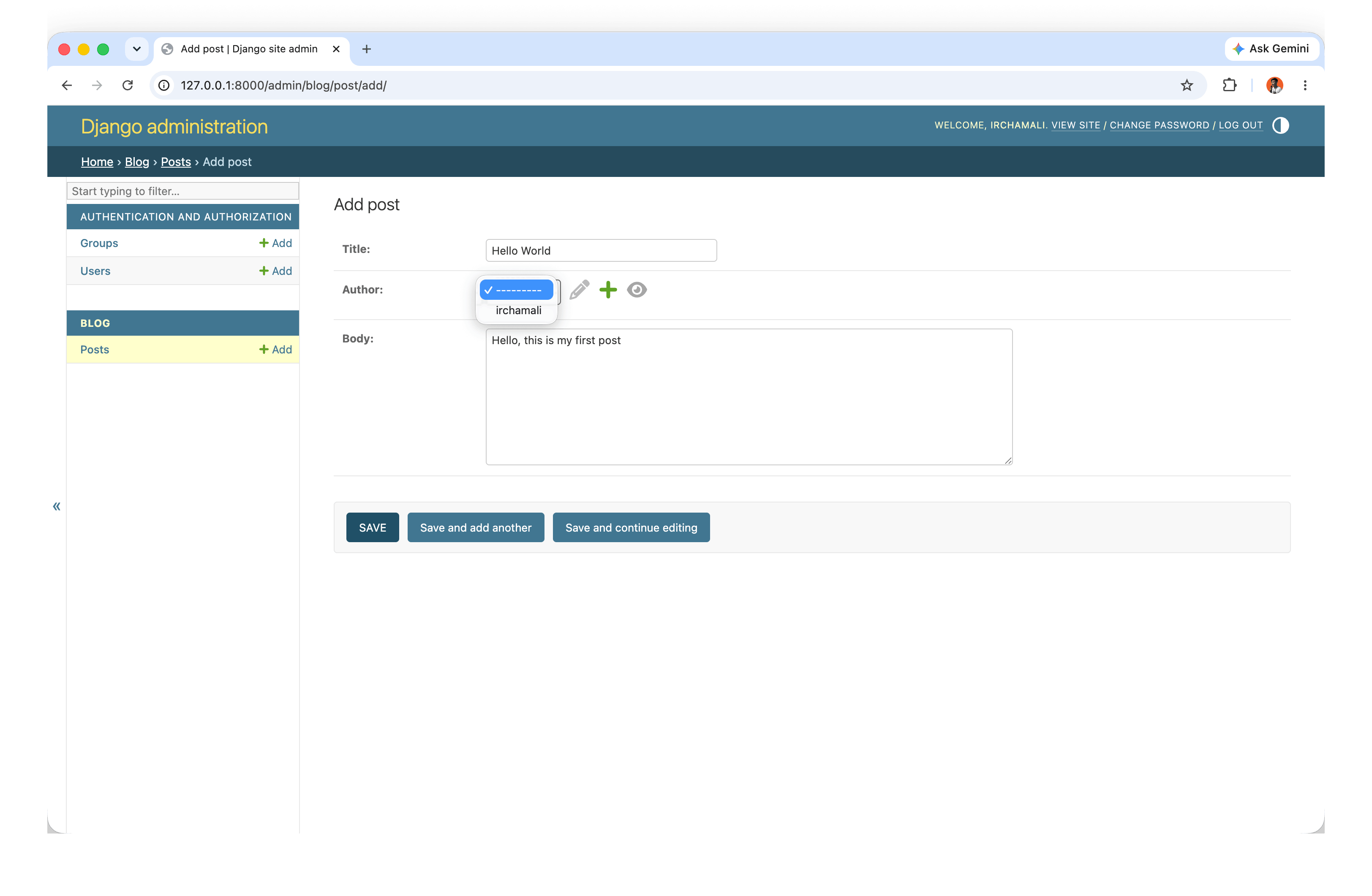 django create post
